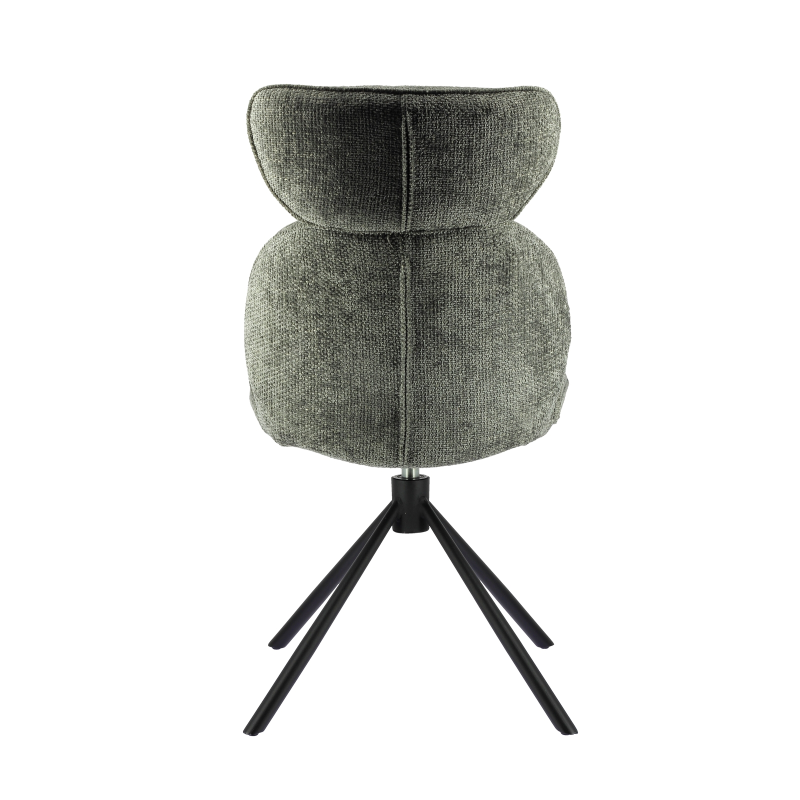 Chaise rotative en tissu gris avec pieds en métal noir - Rosa
