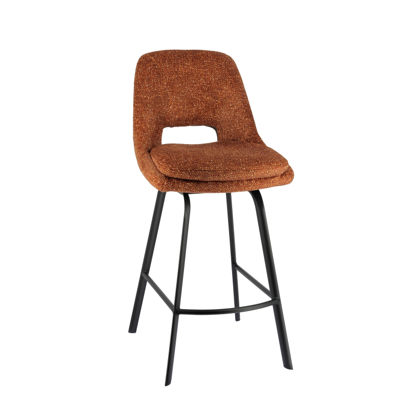 Tabouret snack en tissu avec pieds en métal - Olivier