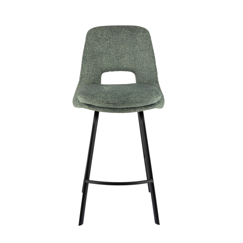 Tabouret hauteur 65 cm en tissu avec pieds en métal noir - Olivier