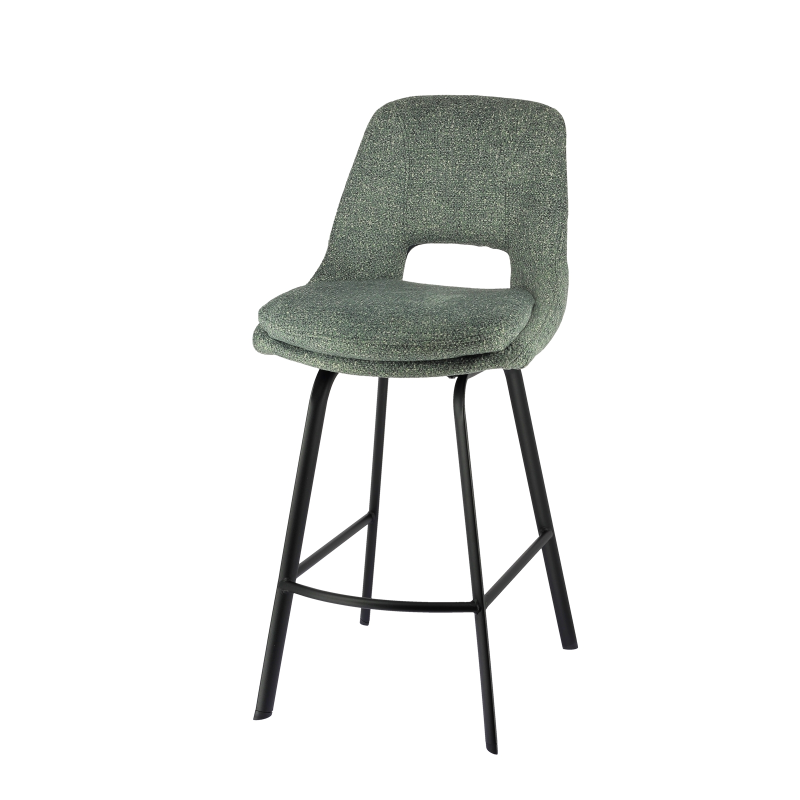 Tabouret snack en tissu avec pieds en métal - Olivier
