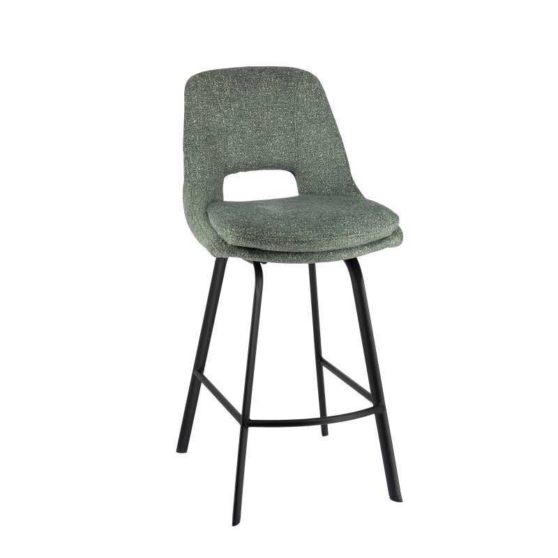 Tabouret haut en tissu avec pieds en métal noir - Olivier