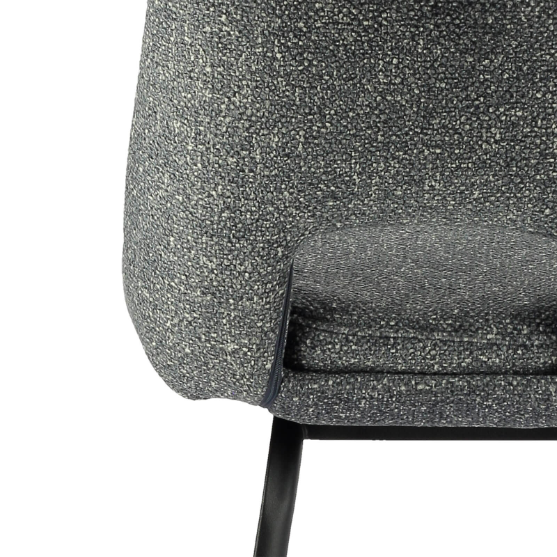 Tabouret snack en tissu gris avec pieds en métal noir - Olivier