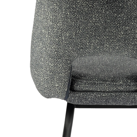 Tabouret snack en tissu gris avec pieds en métal noir - Olivier