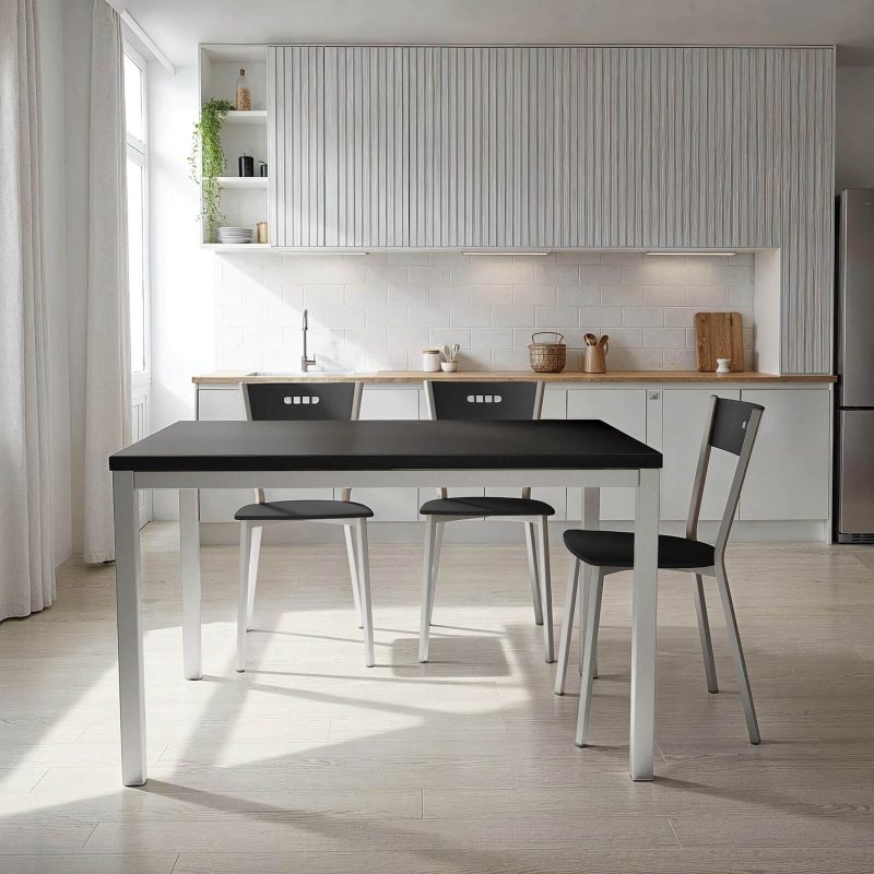 Table de cuisine avec rallonge en céramique - hauteur 75 cm - Toy métal 10