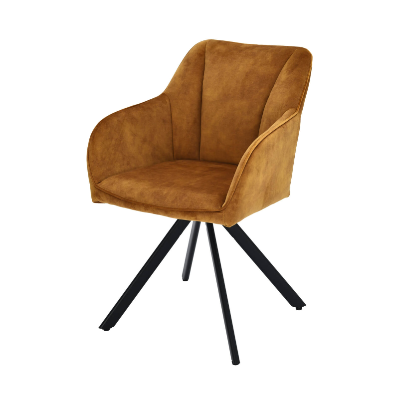 Fauteuil cosy pivotant en tissu avec pieds en métal - Claudie