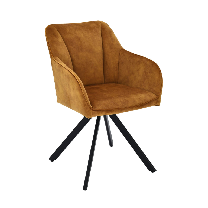 Fauteuil cosy tournant en tissu avec pieds en métal - Claudie