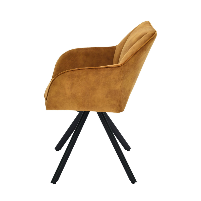 Fauteuil en tissu tournant avec pieds en métal - Claudie