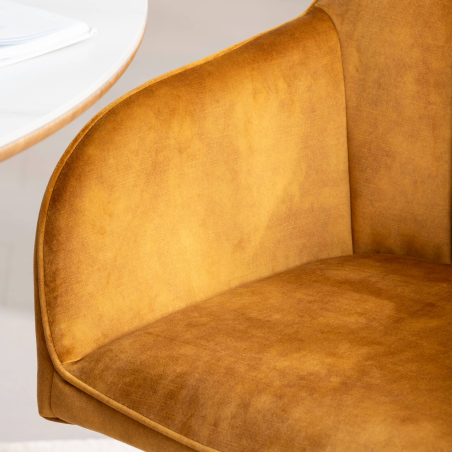 Fauteuil cosy pivotant en tissu avec pieds en métal - Claudie