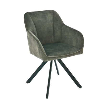 Fauteuil tournant en tissu gris avec pieds en métal - Claudie