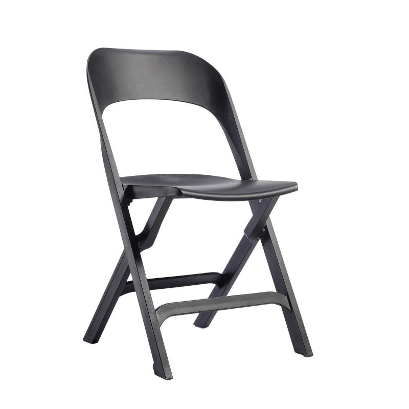 Chaise de jardin pliante en polypropylène noir - Flap