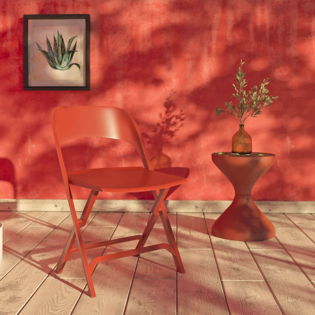 Chaise de jardin pliante en polypropylène rouge - Flap
