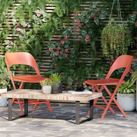 Chaise de jardin pliante en polypropylène rouge - Flap