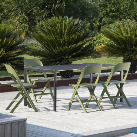 Chaise de jardin pliante en polypropylène vert olive - Flap