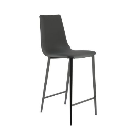 Tabouret haut coque en simili et pieds en métal - Salt Mobliberica®