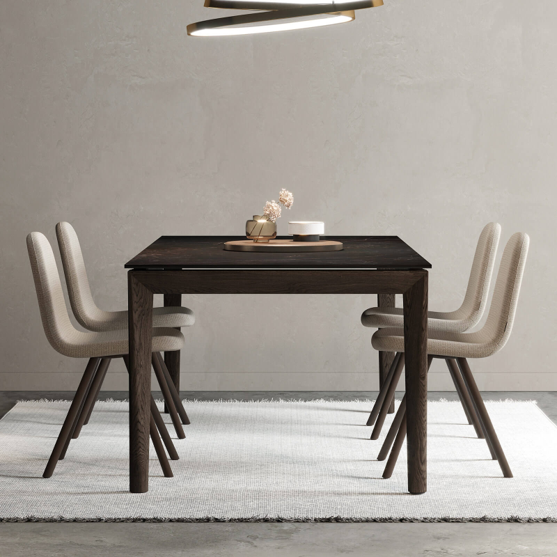 Table rectangulaire en céramique avec pieds en bois - Ilex Mobliberica®