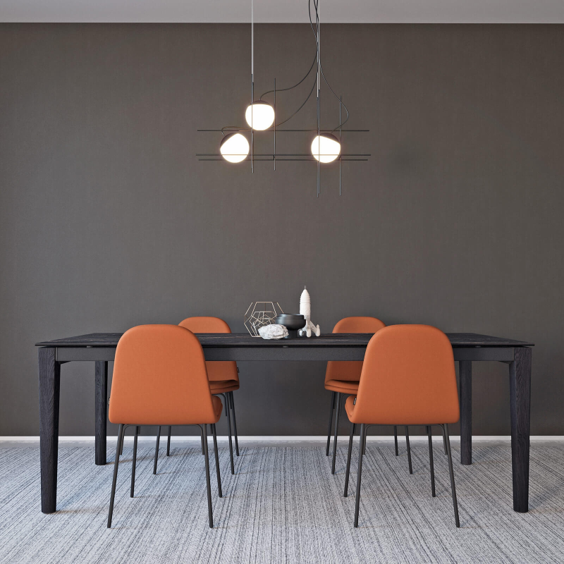 Table fixe rectangulaire en céramique avec pieds en bois - Ilex Mobliberica®