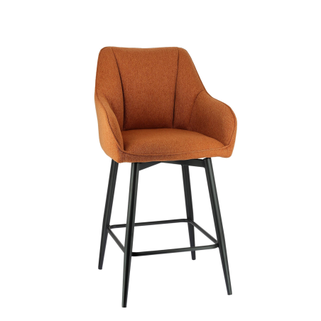 Tabouret haut pivotant avec accoudoirs en tissu recyclé et pieds en métal - Martin