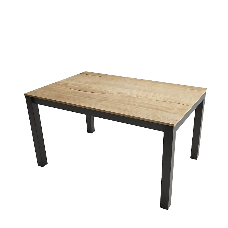 Table rectangulaire en stratifié chêne naturel et métal anthracite - Kyoto