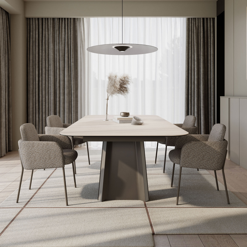 Fauteuil avec accoudoirs en tissu bicolore et pieds métal - Nai Mobliberica®