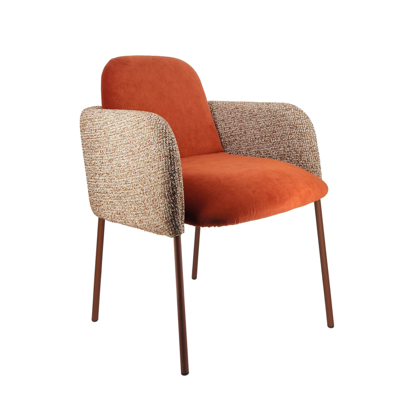 Fauteuil design avec accoudoirs en tissu bicolore et pieds métal - Nai Mobliberica®