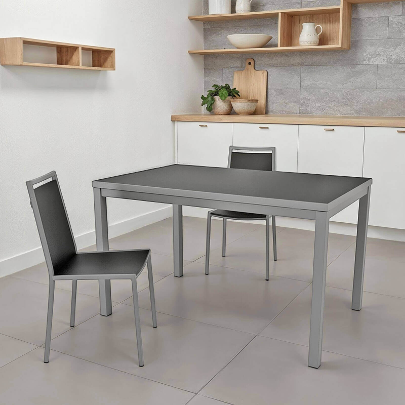 Table de cuisine en verre avec rallonge  - hauteur 75 cm - Toy métal