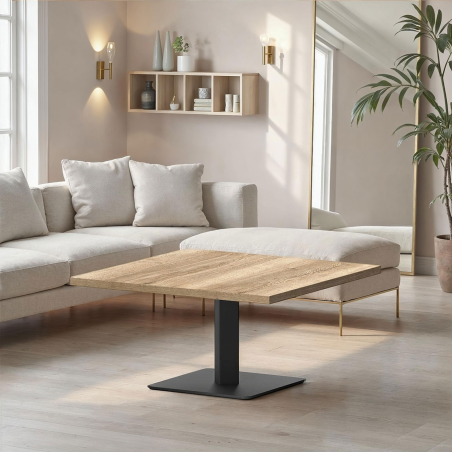 table basse carrée en stratifié et métal ibero mini 