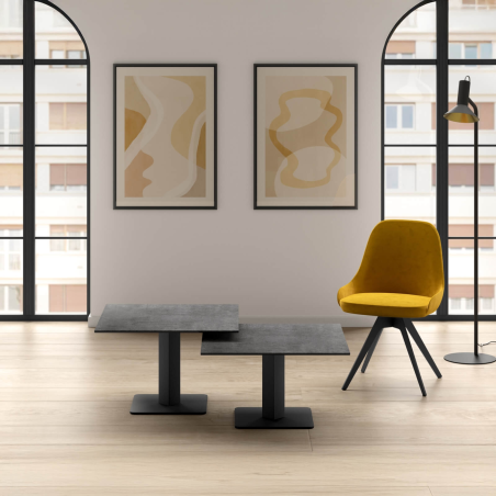 Table basse carrée en céramique avec pied central - Ibero mini