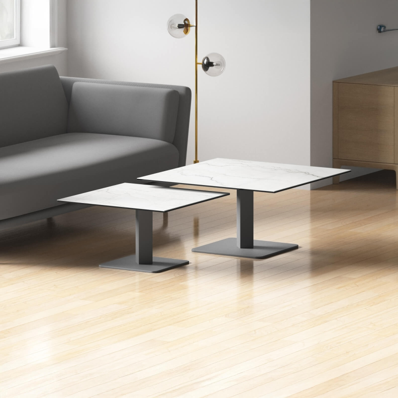 Table basse carrée en céramique avec pied central - Ibero mini