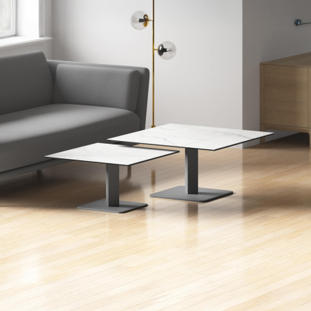 Table basse carrée en céramique avec pied central - Ibero mini