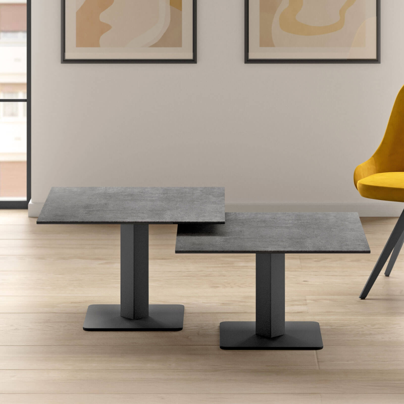 Table basse carrée en céramique avec pied central - Ibero mini