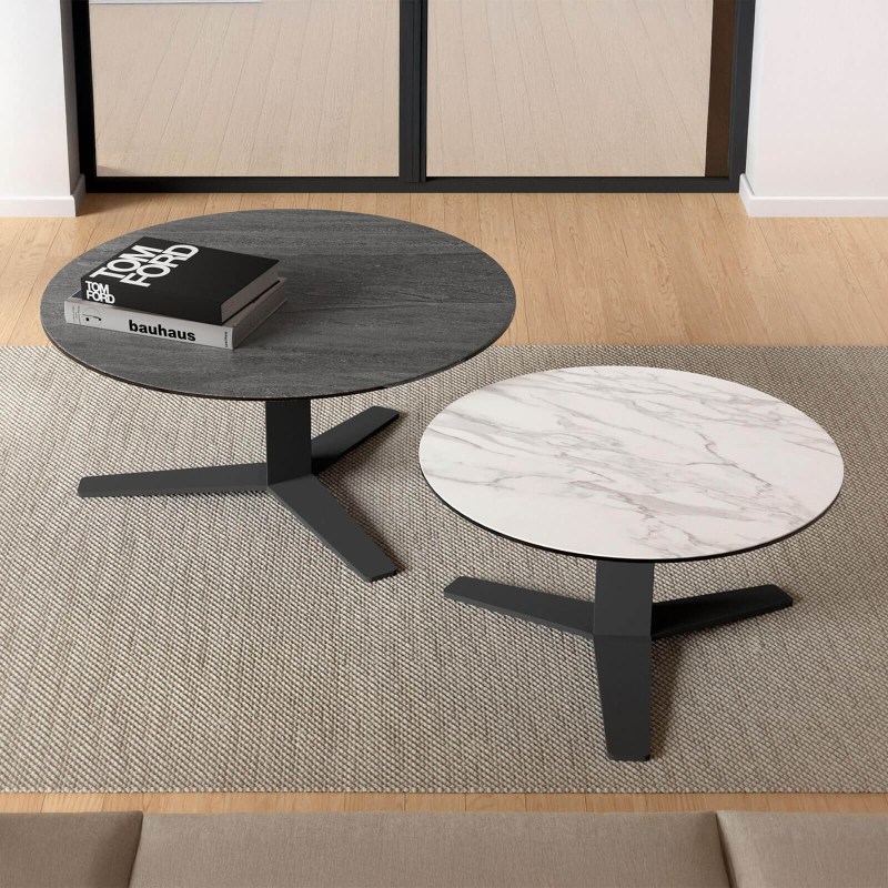 table basse moderne en céramique et métal peliccan mini