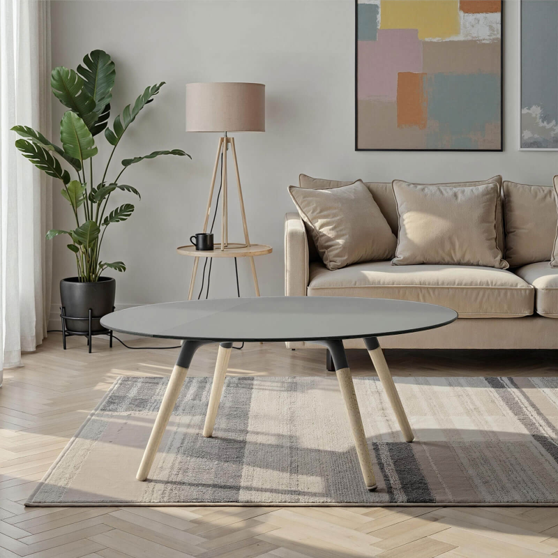 Table basse ronde en verre design