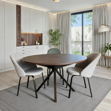 Table ronde extensible en stratifié et métal - Onyx