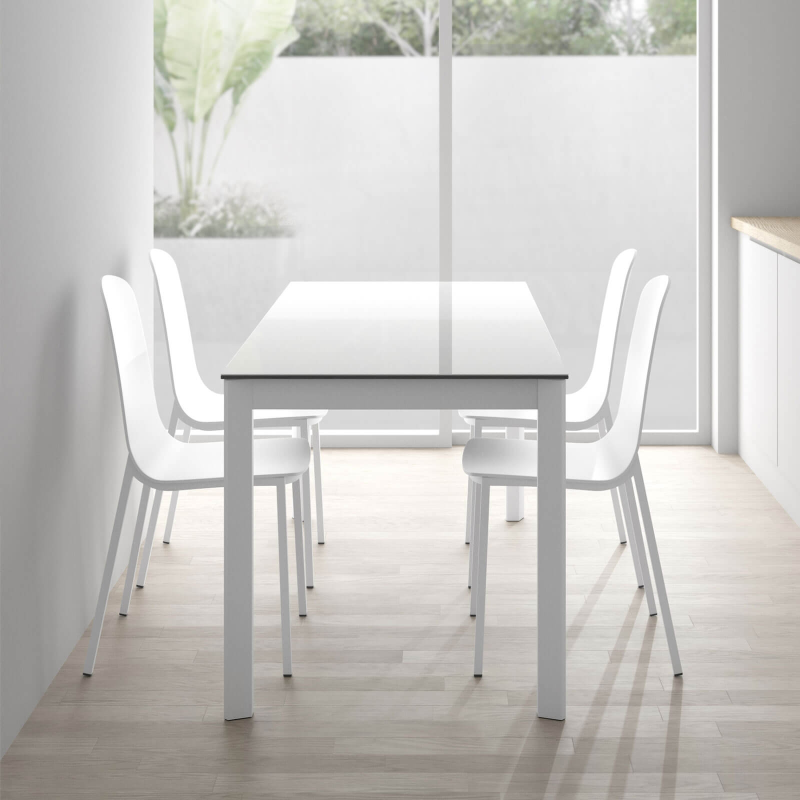 Table sur mesure en verre avec pieds en métal - Multiplus