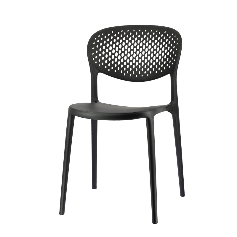 Chaise taupe italienne empilable en polypropylène recyclé avec motifs - Abby Connubia®