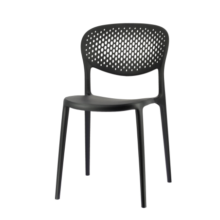 Chaise taupe italienne empilable en polypropylène recyclé avec motifs - Abby Connubia®