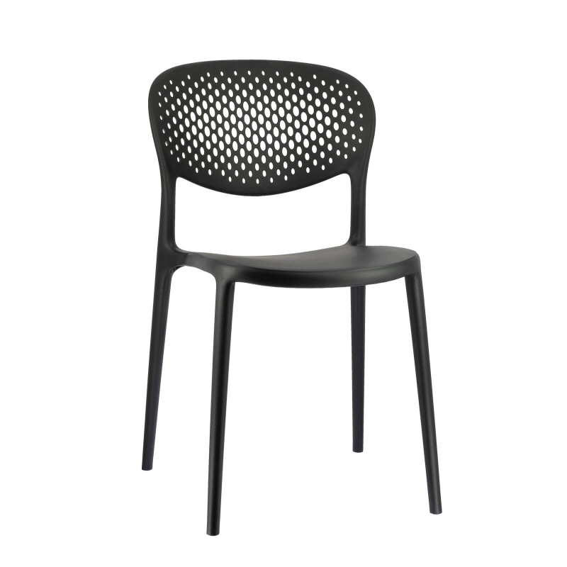 Chaise taupe italienne empilable en polypropylène recyclé avec motifs - Abby Connubia®