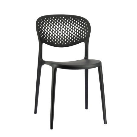 Chaise taupe italienne empilable en polypropylène recyclé avec motifs - Abby Connubia®