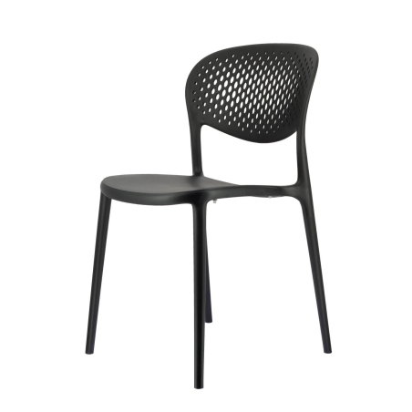 Chaise taupe italienne empilable en polypropylène recyclé avec motifs - Abby Connubia®