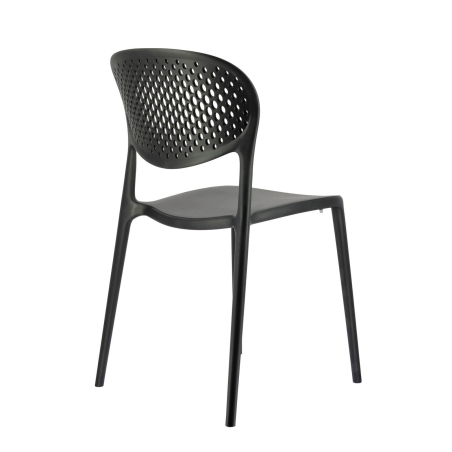 Chaise taupe italienne empilable en polypropylène recyclé avec motifs - Abby Connubia®