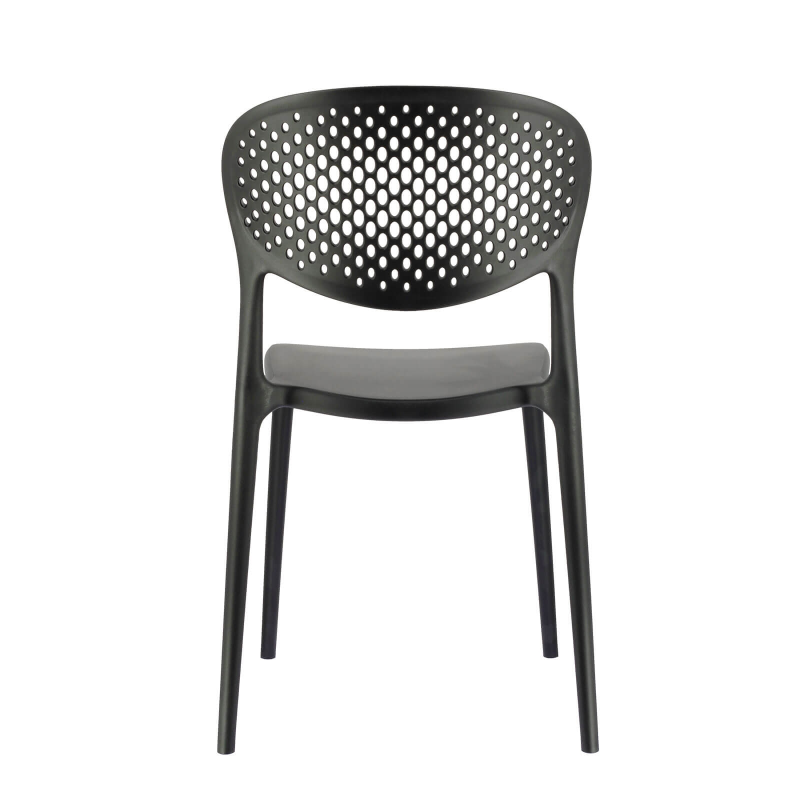 Chaise taupe italienne empilable en polypropylène recyclé avec motifs - Abby Connubia®