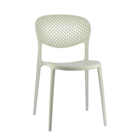 Chaise taupe italienne empilable en polypropylène recyclé avec motifs - Abby Connubia®