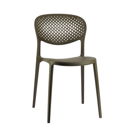 Chaise taupe italienne empilable en polypropylène recyclé avec motifs - Abby Connubia®