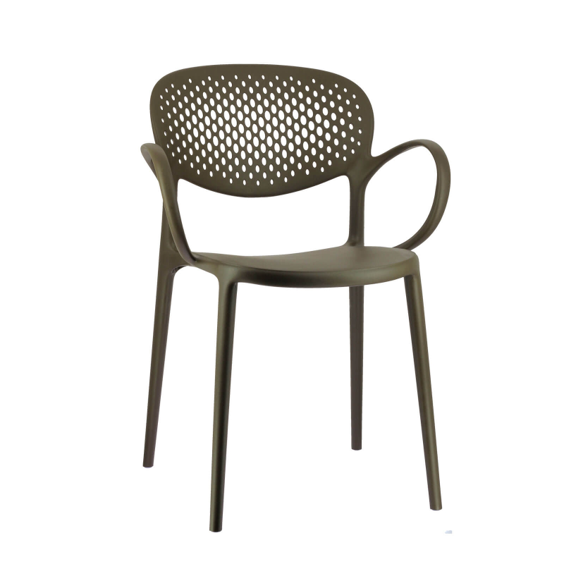 Fauteuil italien empilable en polypropylène recyclé avec dossier microperforé - Abby Connubia®