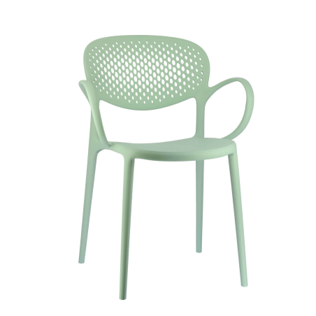 Fauteuil de jardin italien empilable en polypropylène recyclé avec dossier microperforé - Abby Connubia®
