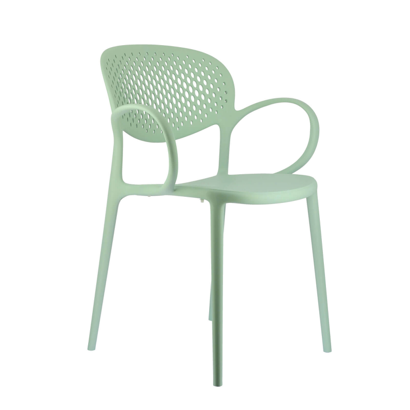 Fauteuil de jardin italien empilable en polypropylène recyclé avec dossier microperforé - Abby Connubia®