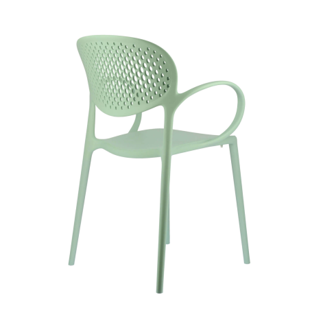 Fauteuil de jardin italien empilable en polypropylène recyclé avec dossier microperforé - Abby Connubia®
