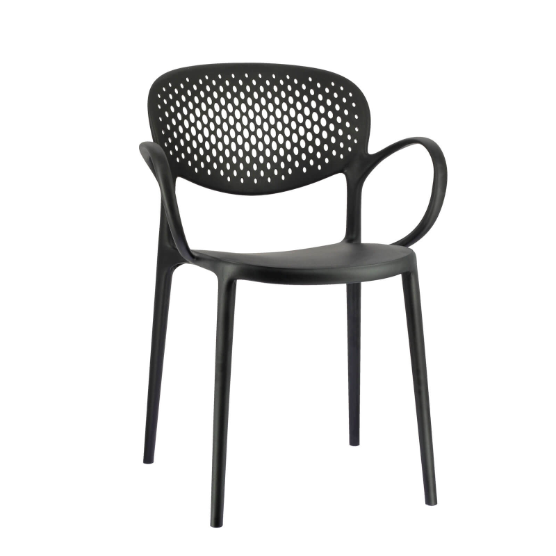 Fauteuil de jardin italien empilable en polypropylène recyclé avec dossier microperforé - Abby Connubia®