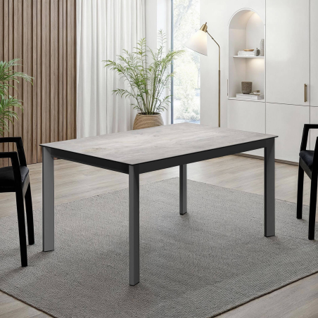 Table contemporaine en céramique avec pieds en métal - Lotus