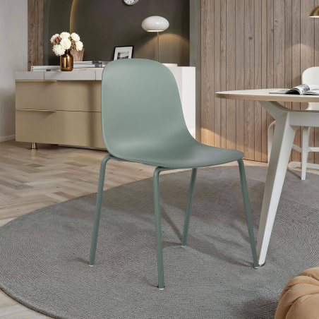 Chaise coque moderne en polypropylène avec pieds en métal - Lily